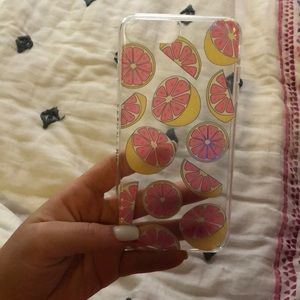 Sparkly pink and yellow fruit iphone 8+ case